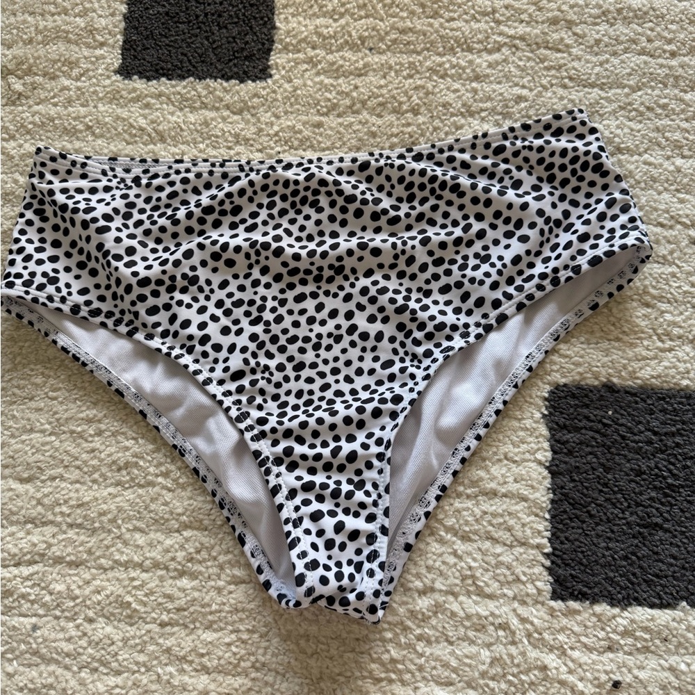 SHEIN Black and White Polka Dot Bikini Bottom